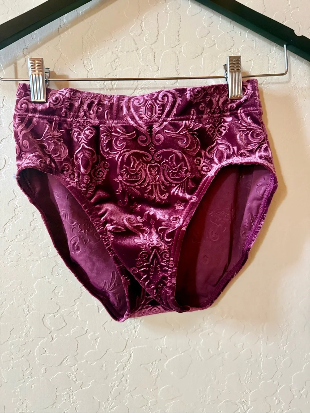Balera LC Burgundy Crushed Velvet Dance Costume 2-Piece Halter Set